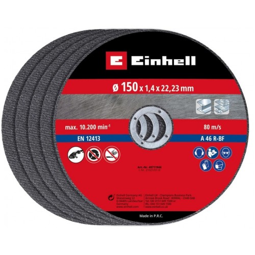 Диск відрізний по металу Einhell, 150х1,4х22,23 мм, 5 шт. (711946)
