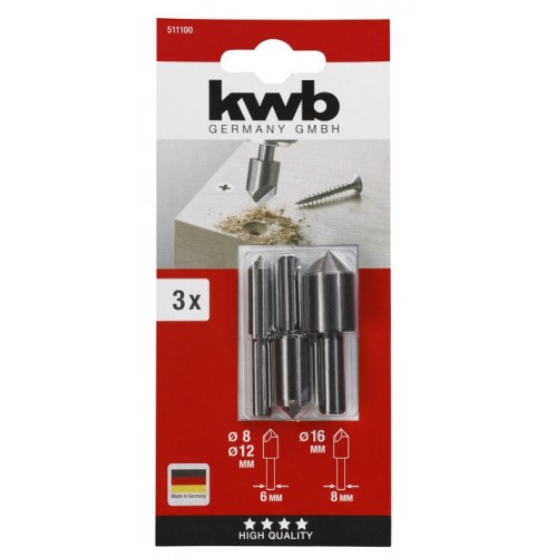 Набір зенківок по дереву, 3 шт, KWB (511100)