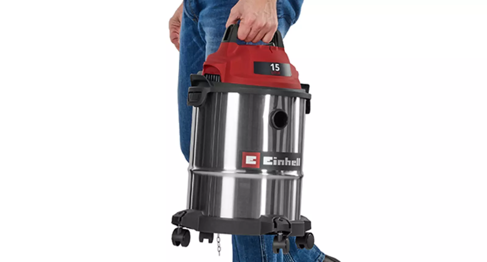 Перенесення пилососа Einhell TC-VC 1540 S за ручку однією рукою.