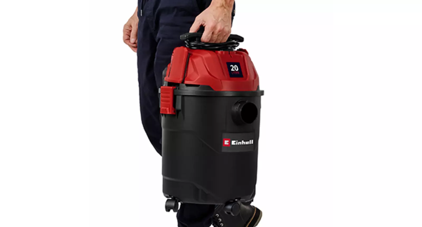 Пылесос для сухой и влажной уборки Einhell TC-VC 2045 можно переносить одной рукой за ручку.