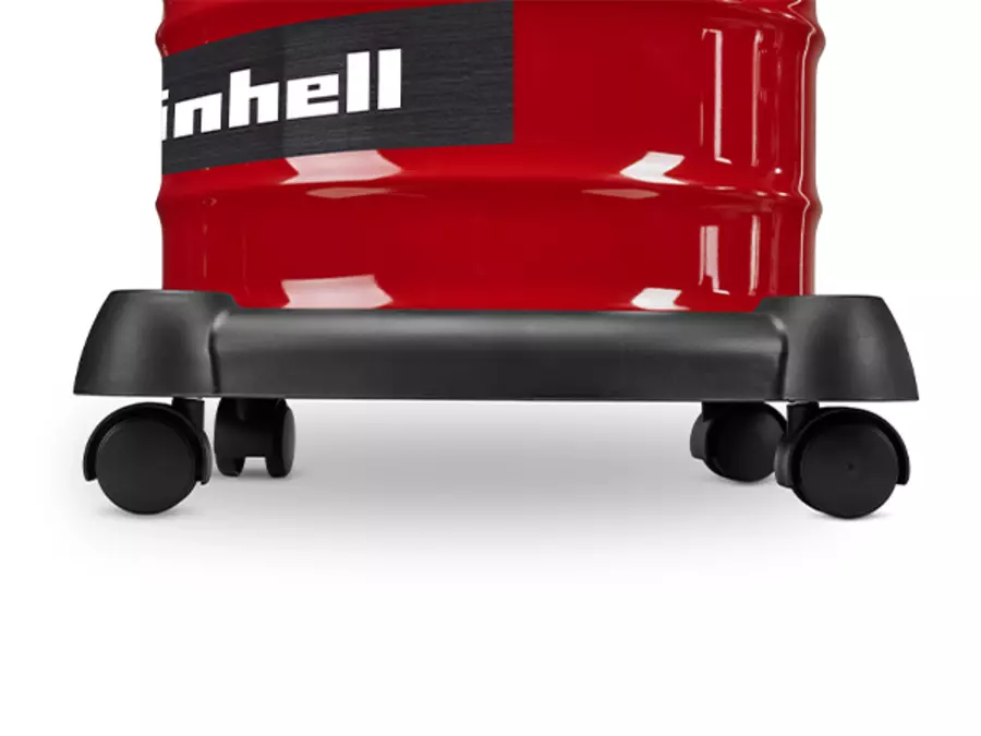 Подробный вид четырех поворотных колес пылесоса для золы Einhell TC-AV 2032 DW для удобства перемещения.