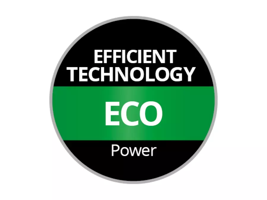Круглый логотип с надписью «ЭФФЕКТИВНАЯ ТЕХНОЛОГИЯ – ECO Power» указывает на энергоэффективную технологию пылесоса для влажной и сухой уборки Einhell TE-VC 3080 SACL.