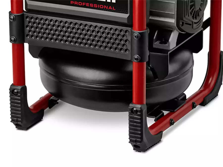 Акумуляторний компресор Einhell SILENZZO 18/160 з акцентом на вбудований резервуар для стисненого повітря.