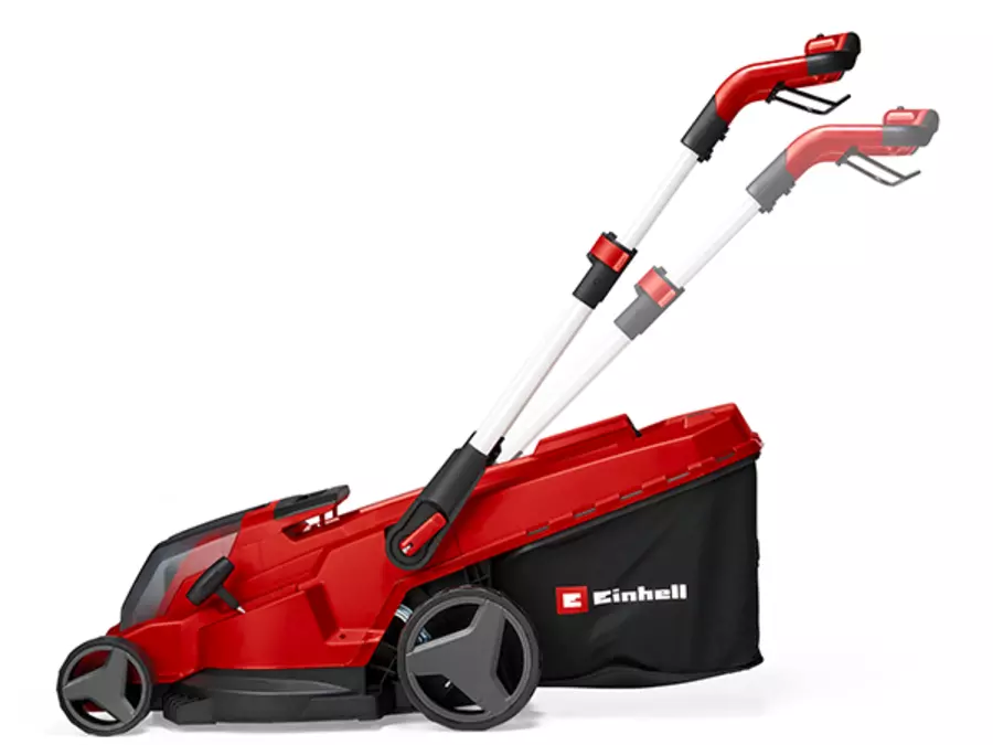 Регульована по висоті ручка акумуляторної газонокосарки Einhell RASARRO 36/42 (2x4.0Ah) з кількома положеннями, показана стрілками.