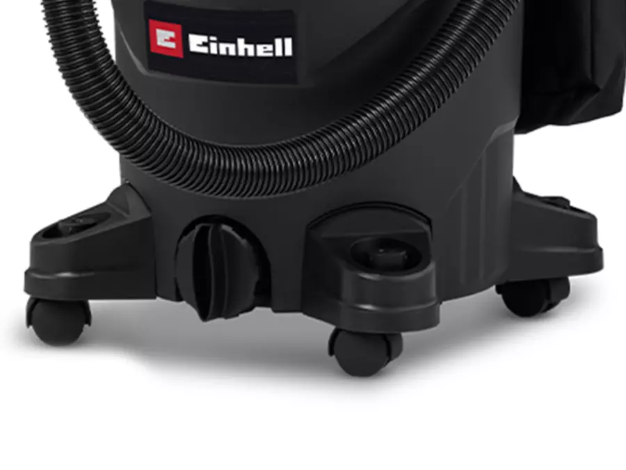 Детальный вид передних поворотных колесиков пылесоса Einhell TC-VC 3055 A для сухой и влажной уборки, обеспечивающий гибкую мобильность.